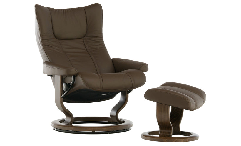 Stressless Wing Chesnut Chair and Ottoman (Medium)